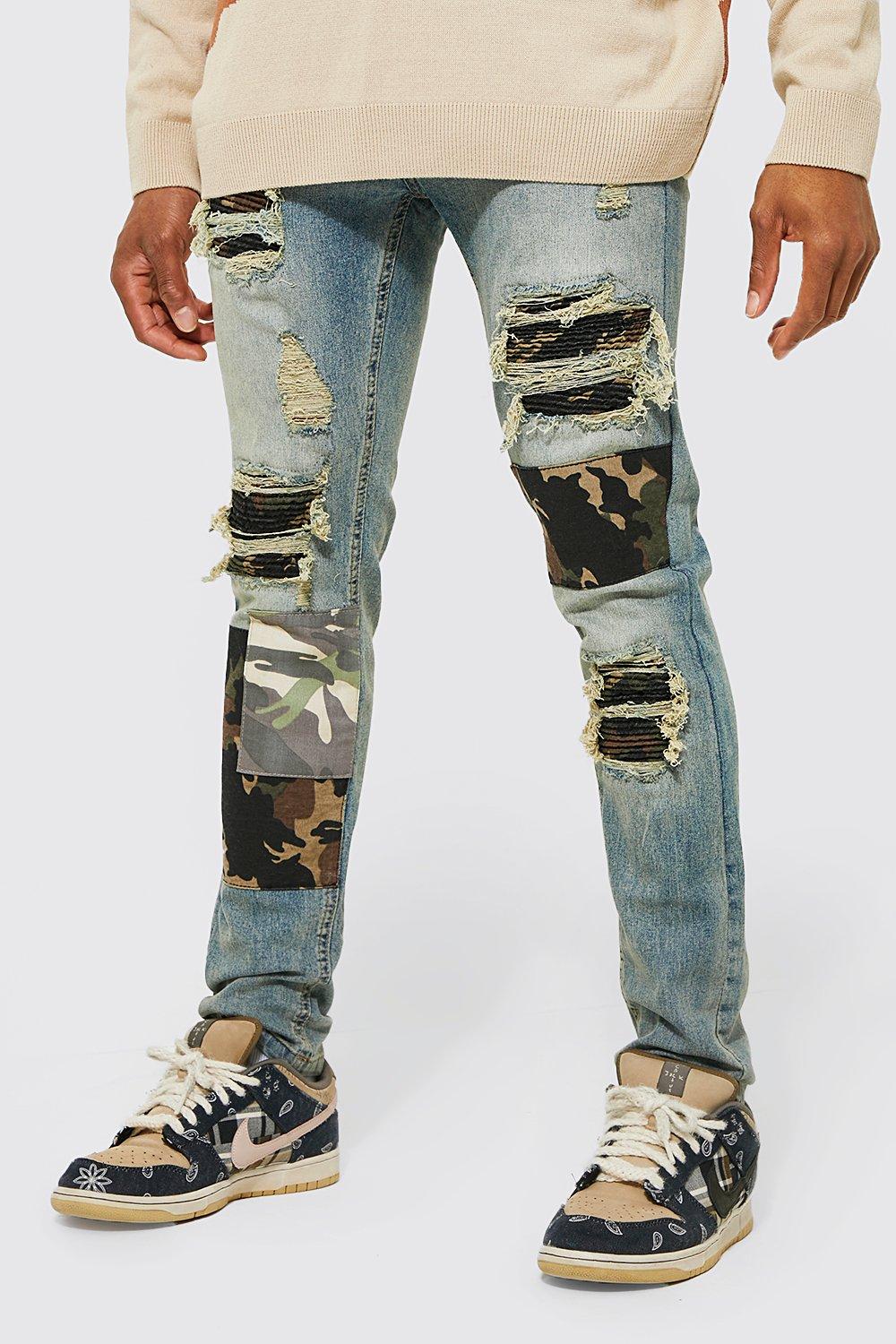 Mens camo sale biker jeans